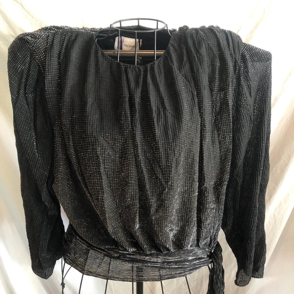 Prophecy 16 Black Silver Metallic Long Sleeve Blouse READ DESCRIPTION